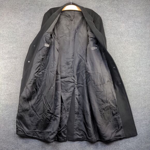 Kasper Men's Button-Up Coat Solid Black 50x48 Cashmere Blend Slit Back - Picture 6 of 16
